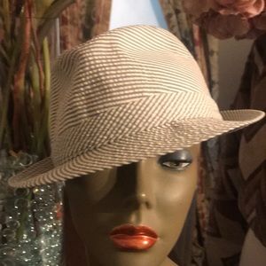 Baby blue and white pin strip hat country gentlemen large